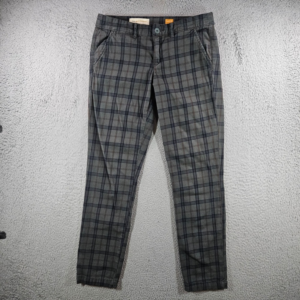 Pilcro and the Letterpress Hyphen Grey Plaid Slim Leg Pants Size 28